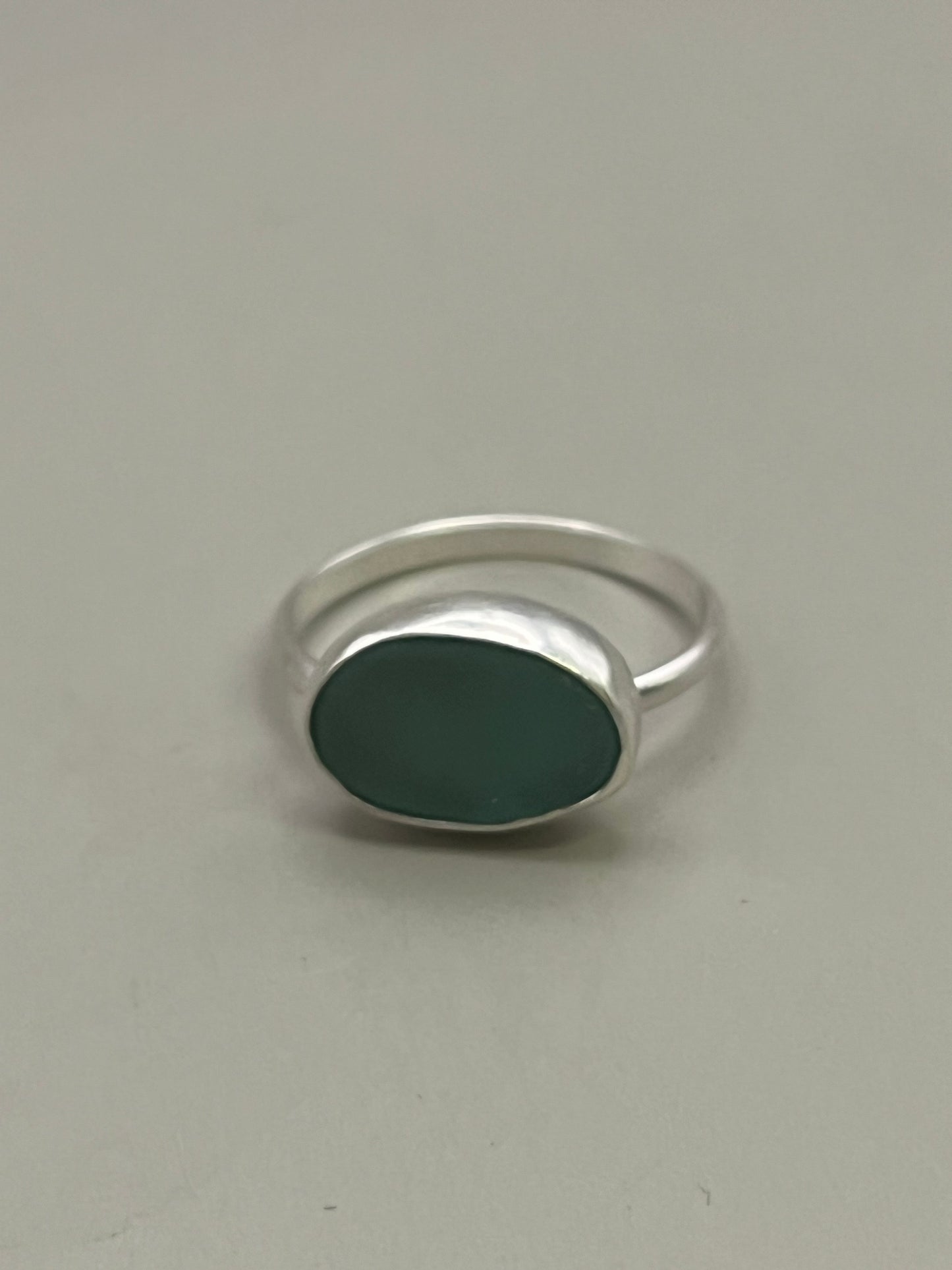 Teal Oval Authentic Seaglass Ring