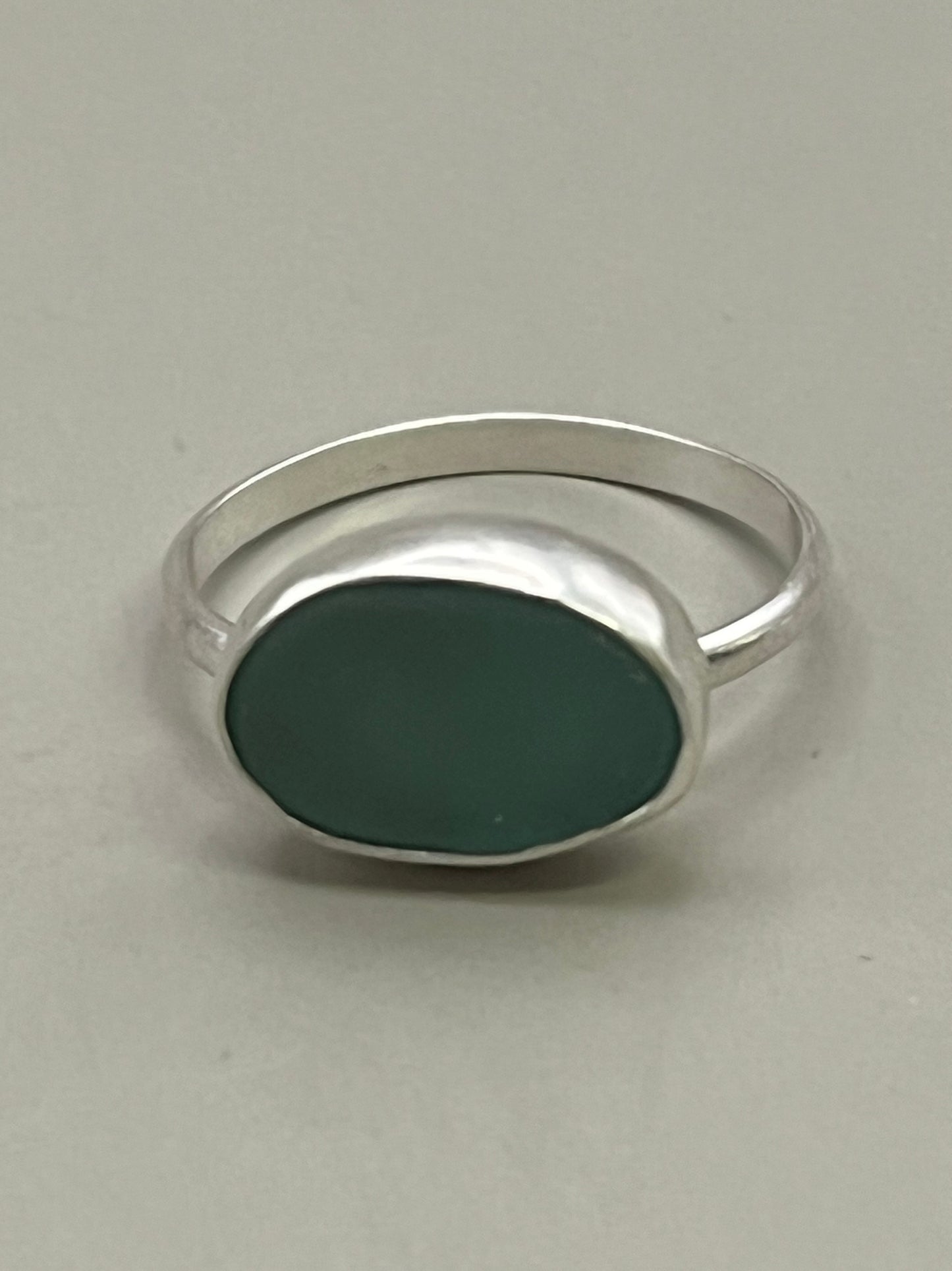 Teal Oval Authentic Seaglass Ring
