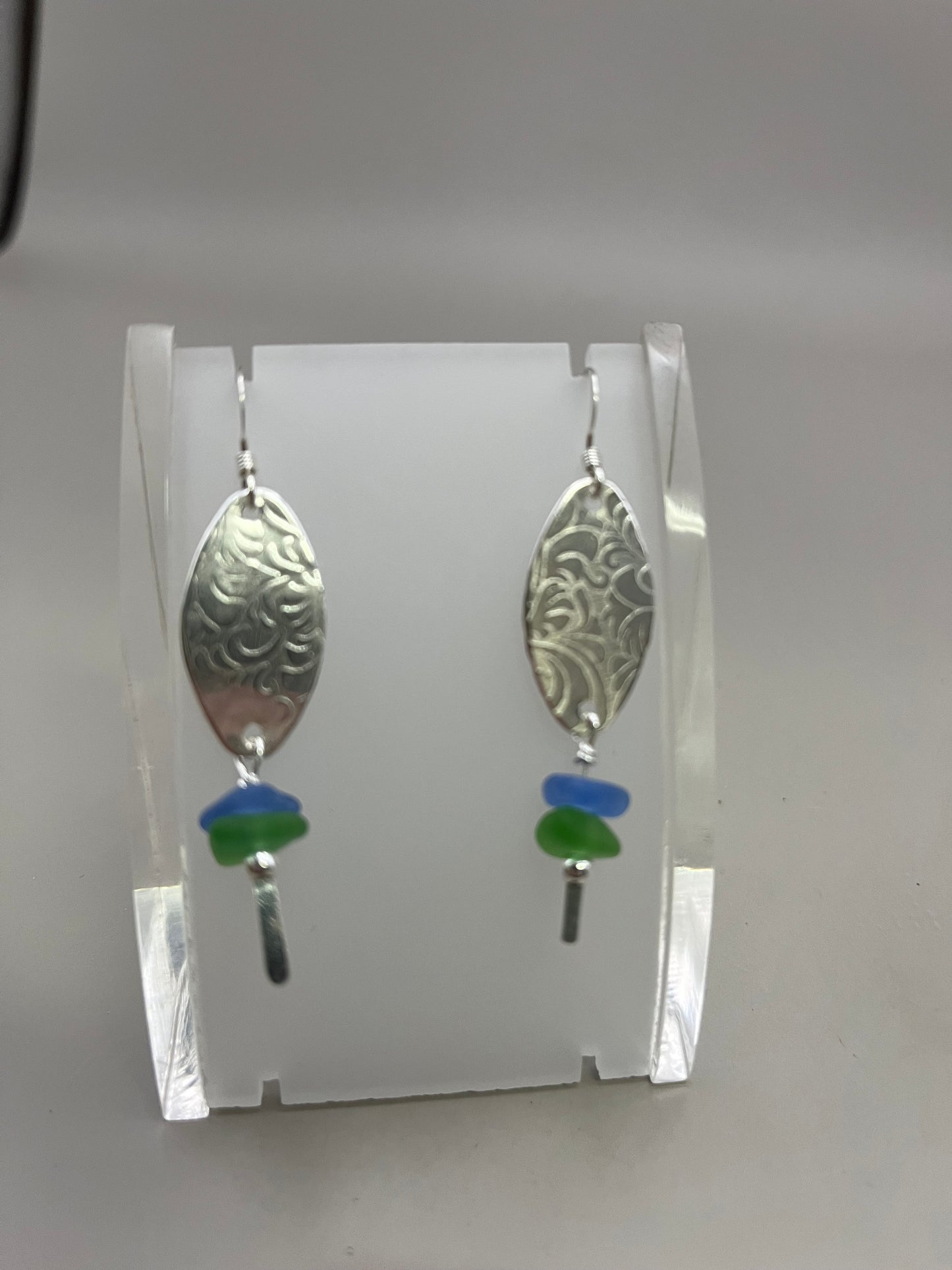 Oval Disc with Authentic Seaglass Earrings