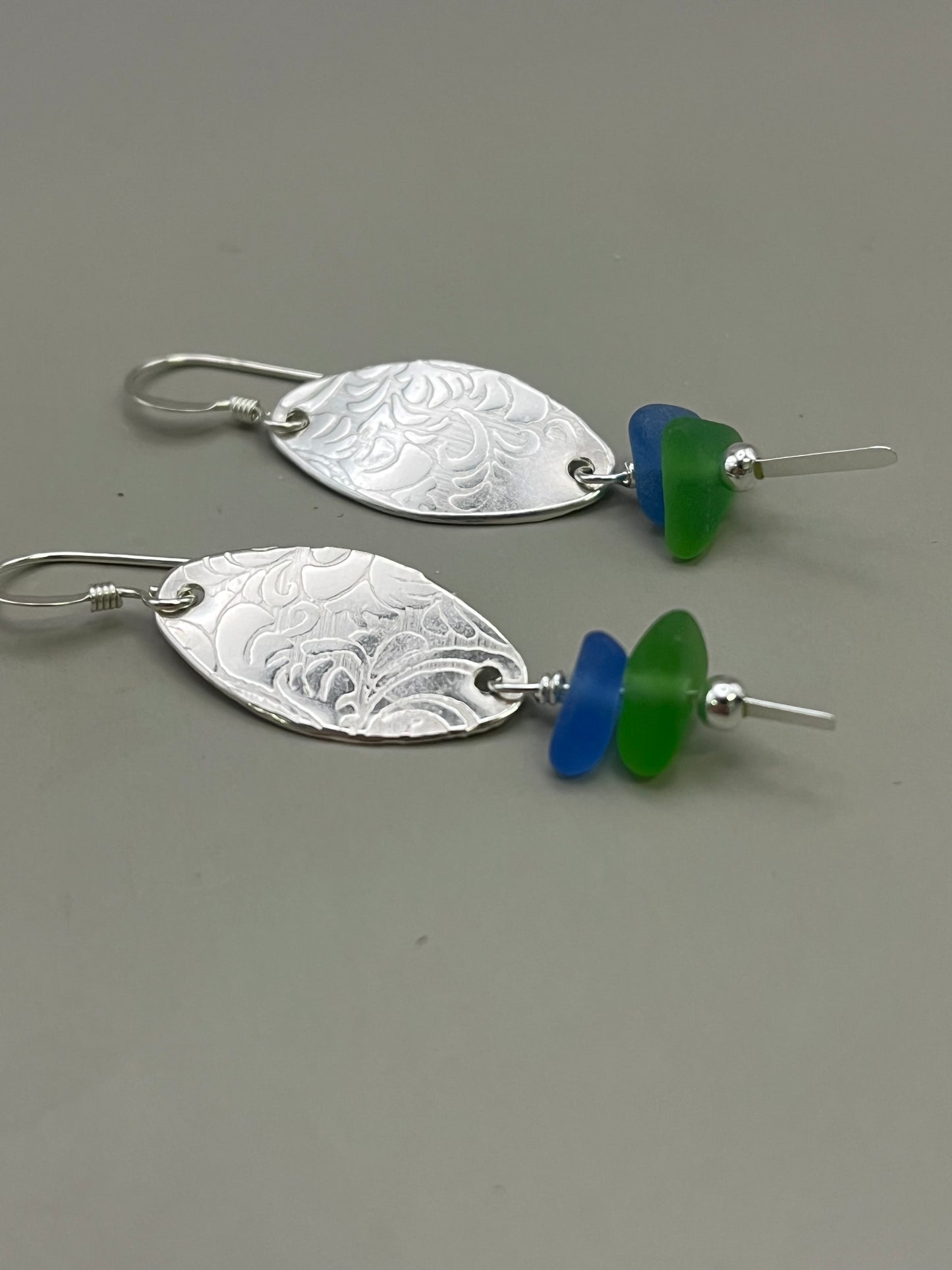 Oval Disc with Authentic Seaglass Earrings